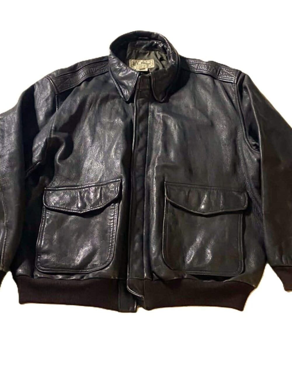 Vintage L.L. Bean Leather Bomber Jacket Men's XL Dark Brown USA Made